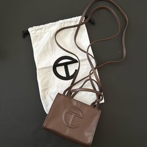 TELFAR - Vegan Leather Small Shopping Bag Brown
